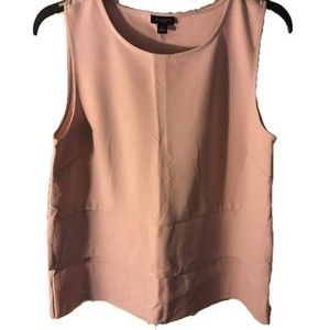 Ann Taylor Tiered Knit Shell Pink Size M